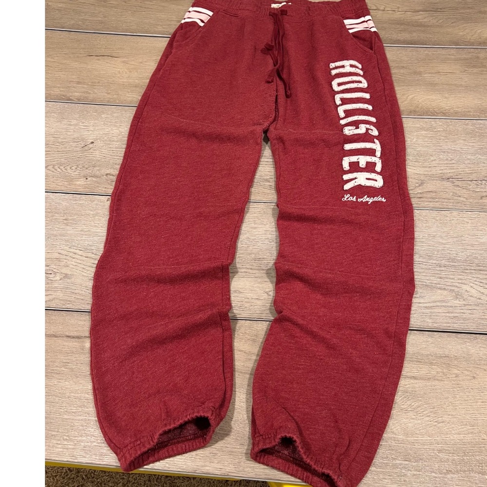 Hollister Los Angeles Graphic Sweatpants Burgundy Joggers Small Y2K Maroon